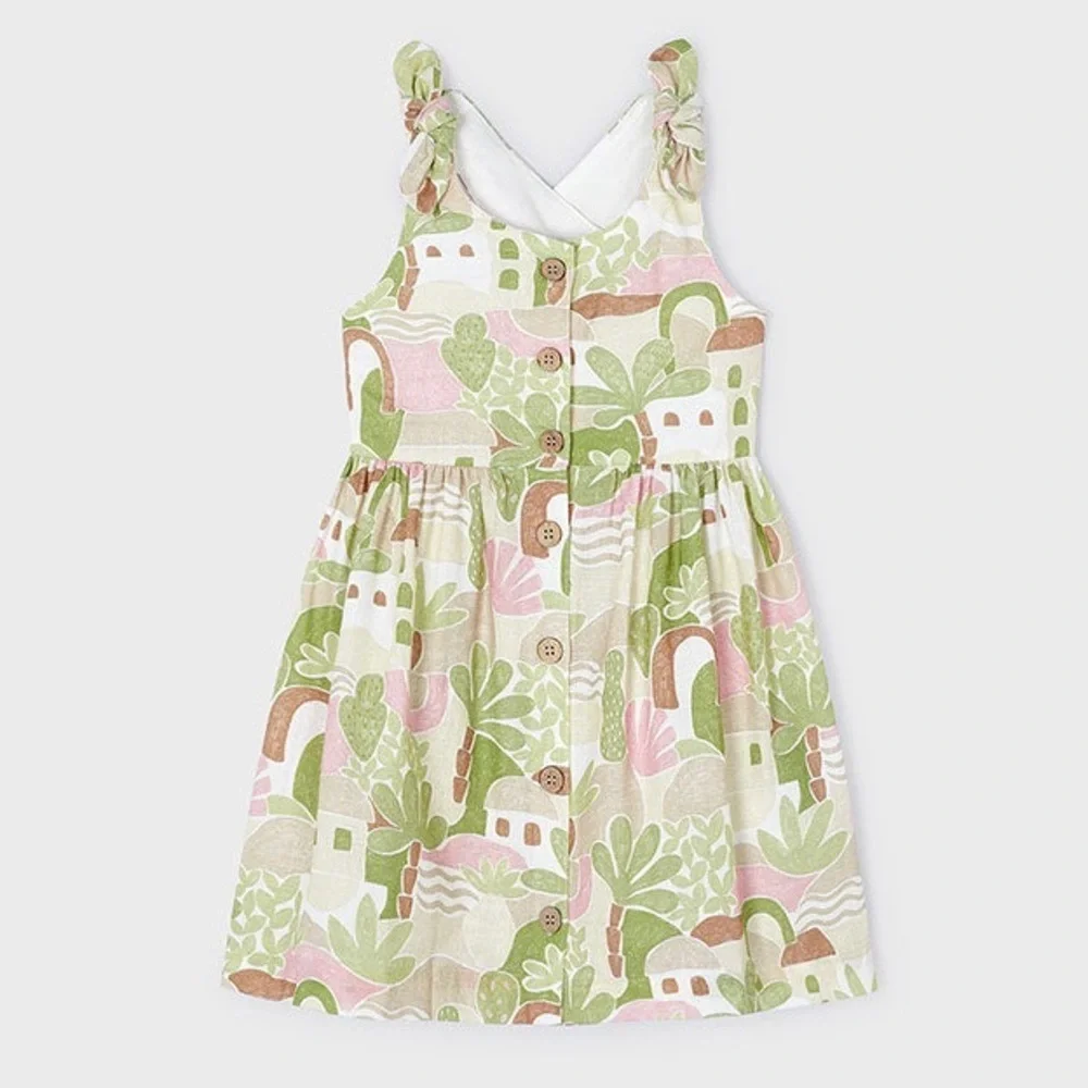 Mayoral Resort Pink & Green Tropical Printed Dress - Picture 1 of 7